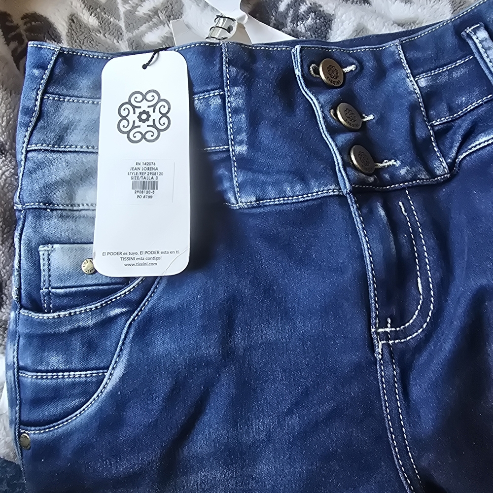 2908120 (B15) Elegant High Rise Blue Women's Jeans Colombian Jeans